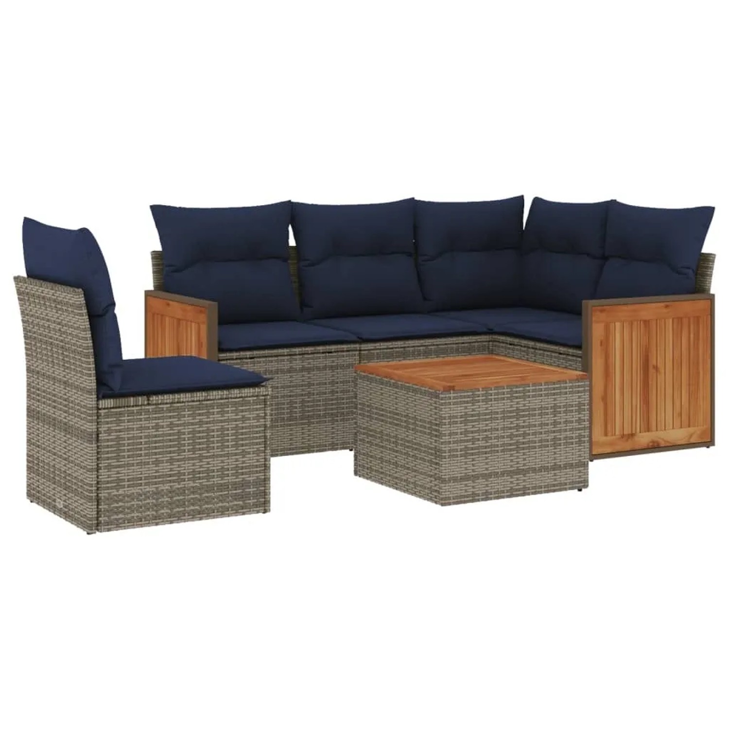 vidaXL 6-Tlg Gartensofa-Set mit Kissen Grau Polyrattan 3227664 günstig online kaufen