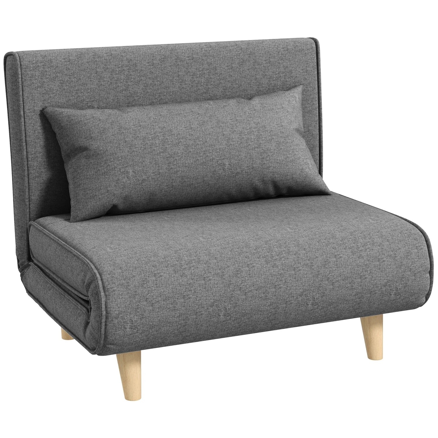 HOMCOM Sessel Einzelsofa Schlafsofa verstellbar Rückenlehne Liege grau (2-Sitzer Sofa, 1-St., Einzelschlafsofa), mit Bettfunktion
