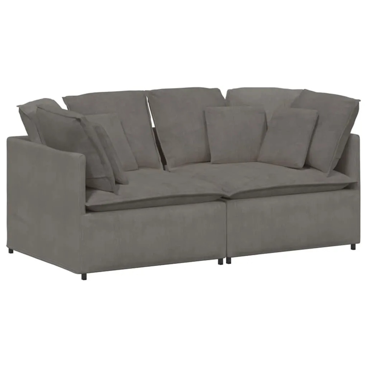 vidaXL Modulares Sofa mit Kissen Cordstoff Hellgrau 3321257