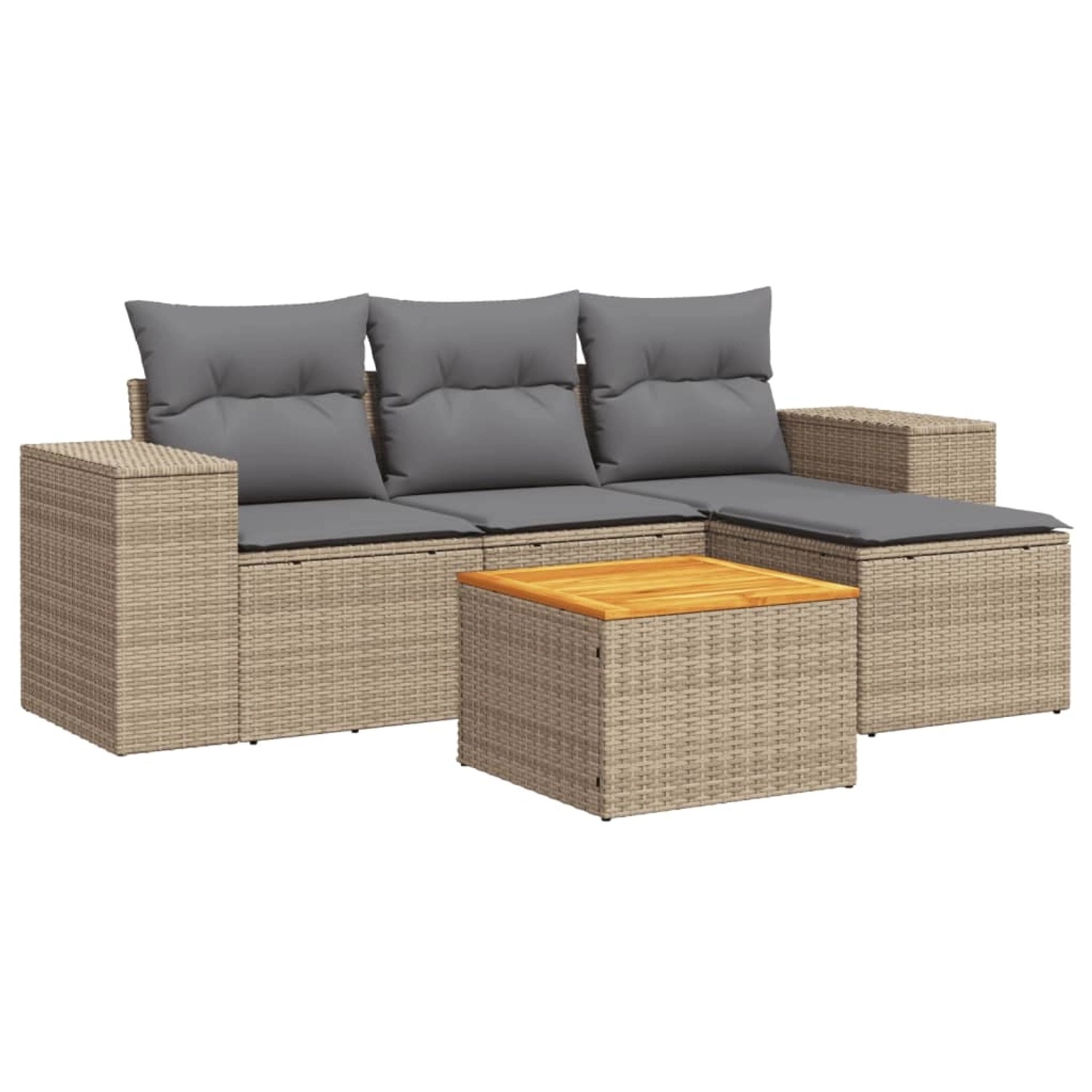 vidaXL 5-Tlg Garten-Sofagarnitur mit Kissen Beige Poly Rattan 3257746 günstig online kaufen