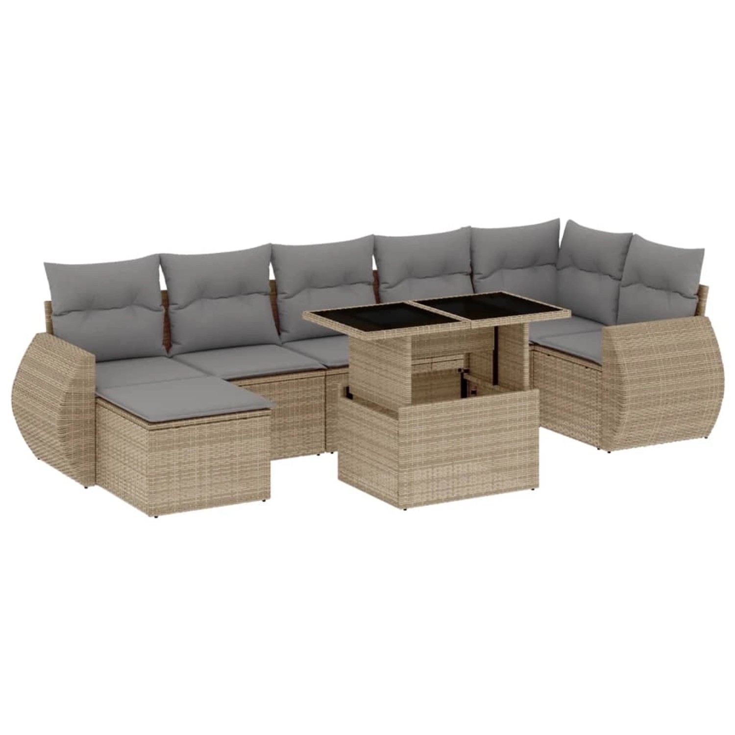 vidaXL 8-Tlg Garten-Sofagarnitur mit Kissen Beige Poly Rattan 3268689 günstig online kaufen