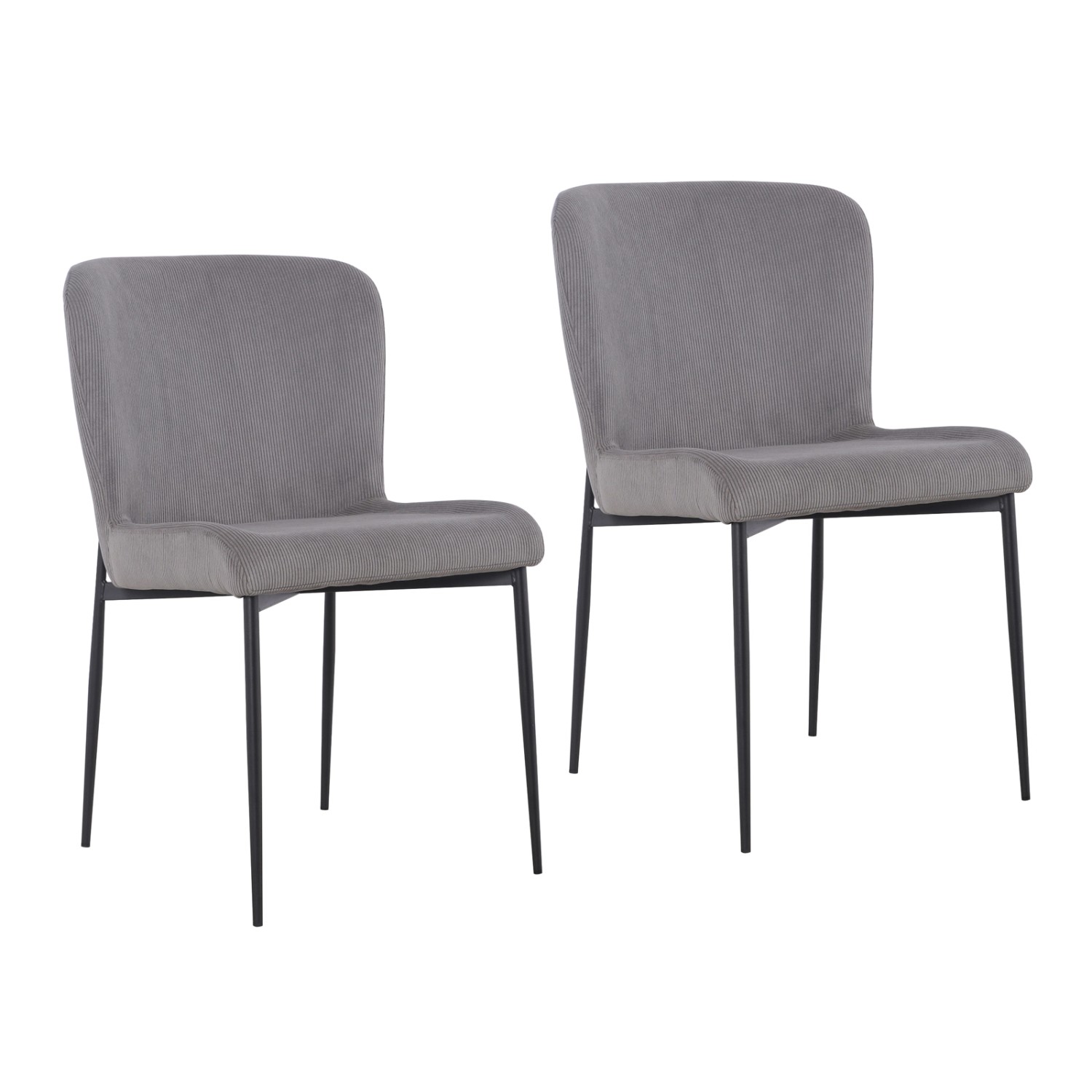 Svita Freddie Esszimmerstuhl 2er Set Cordbezug Polsterstuhl Esszimmer Küchenstuhl Bequem Metallbeine Grau