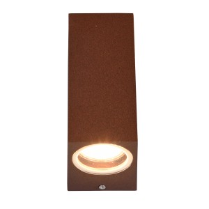 Eckige Trio Außenwandleuchte Roya in Rostfarben. Moderne Fassadenbeleuchtung für den Außenbereich.