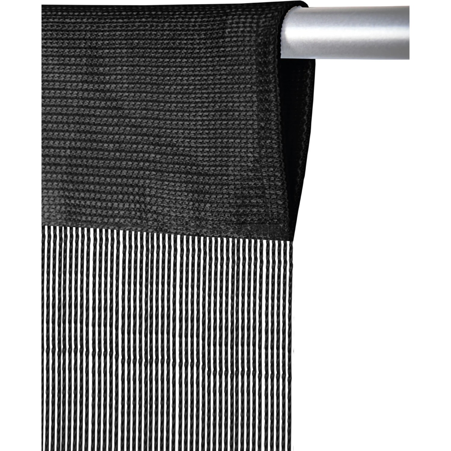 Schwarze Bestlivings Fadengardine für Wohnwagen, 56x185 cm, mit Stangendurchzug.