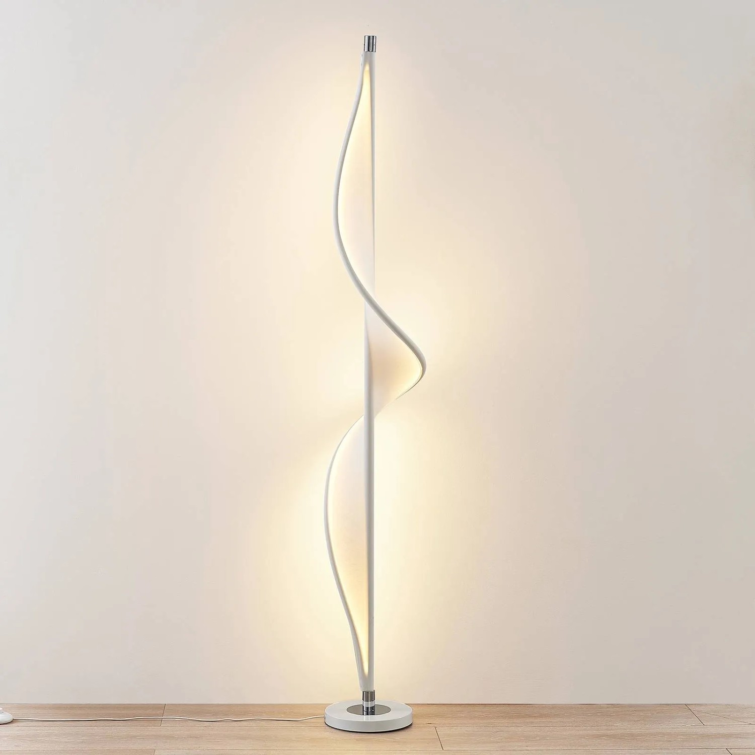 Lucande LED Stehlampe Edano 9626389 Dimmbar Modern in Weiß aus Textil 1-flammig Wohnzimmerleuchte_4