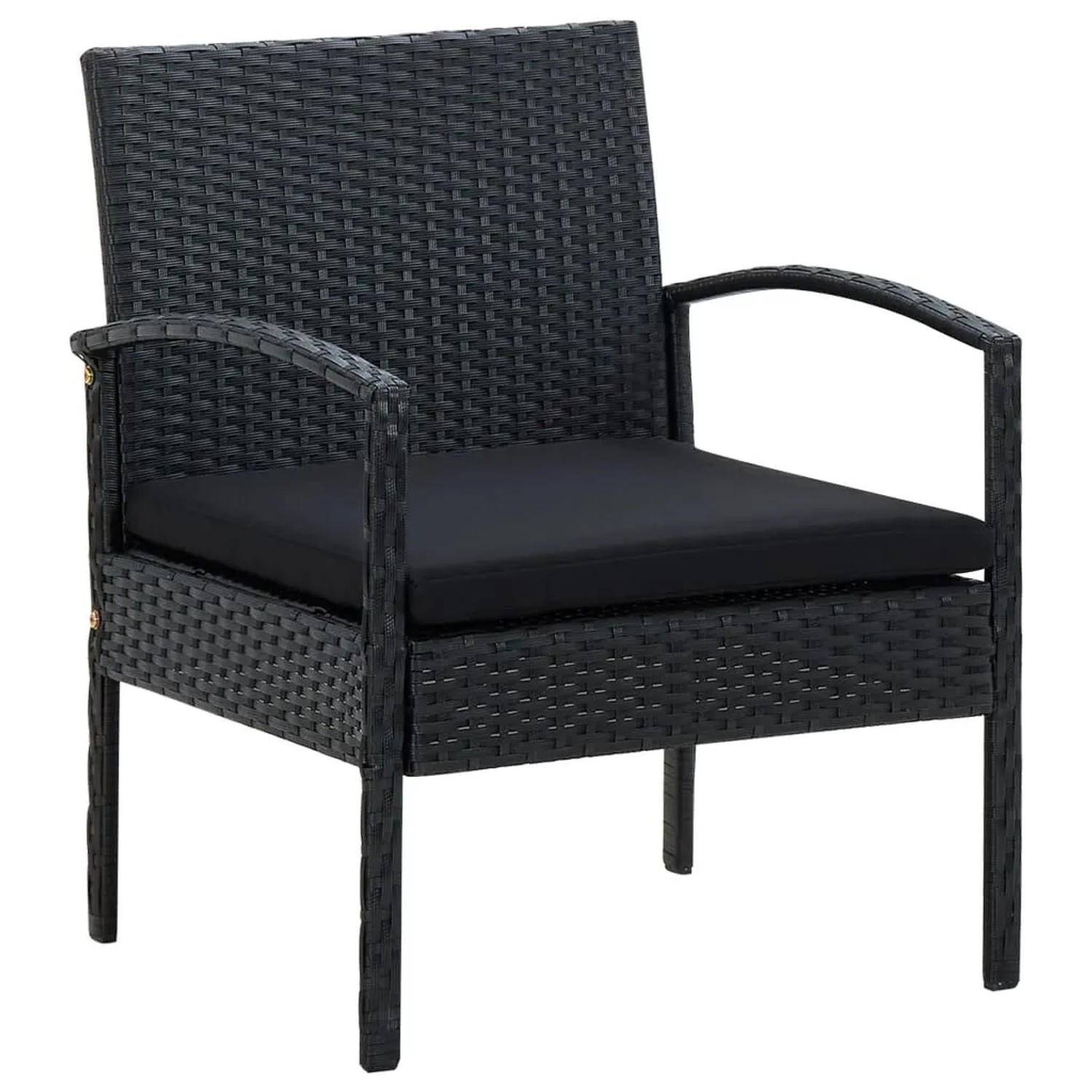 Furnicato Gartenstuhl Schwarz Pe Rattan 58 X 58 X 72 Cm Mit Polster