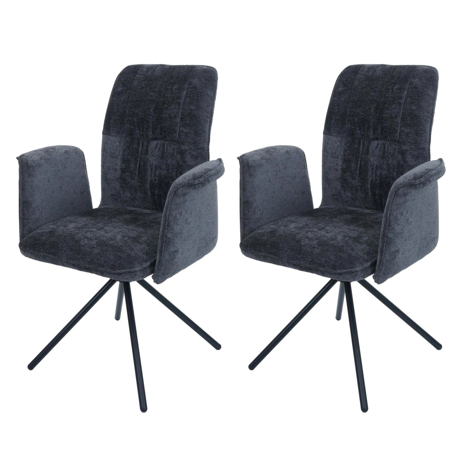 MCW Esszimmerstuhl N99 2er-Set Armlehne Dunkelgrau günstig online kaufen