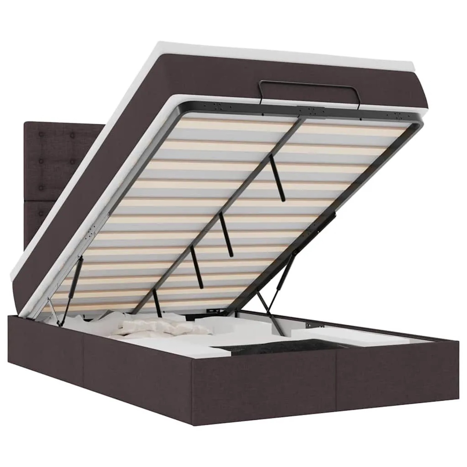 vidaXL Ottoman-Bett mit Matratze Dunkelbraun 120x190 cm Stoff 3313309