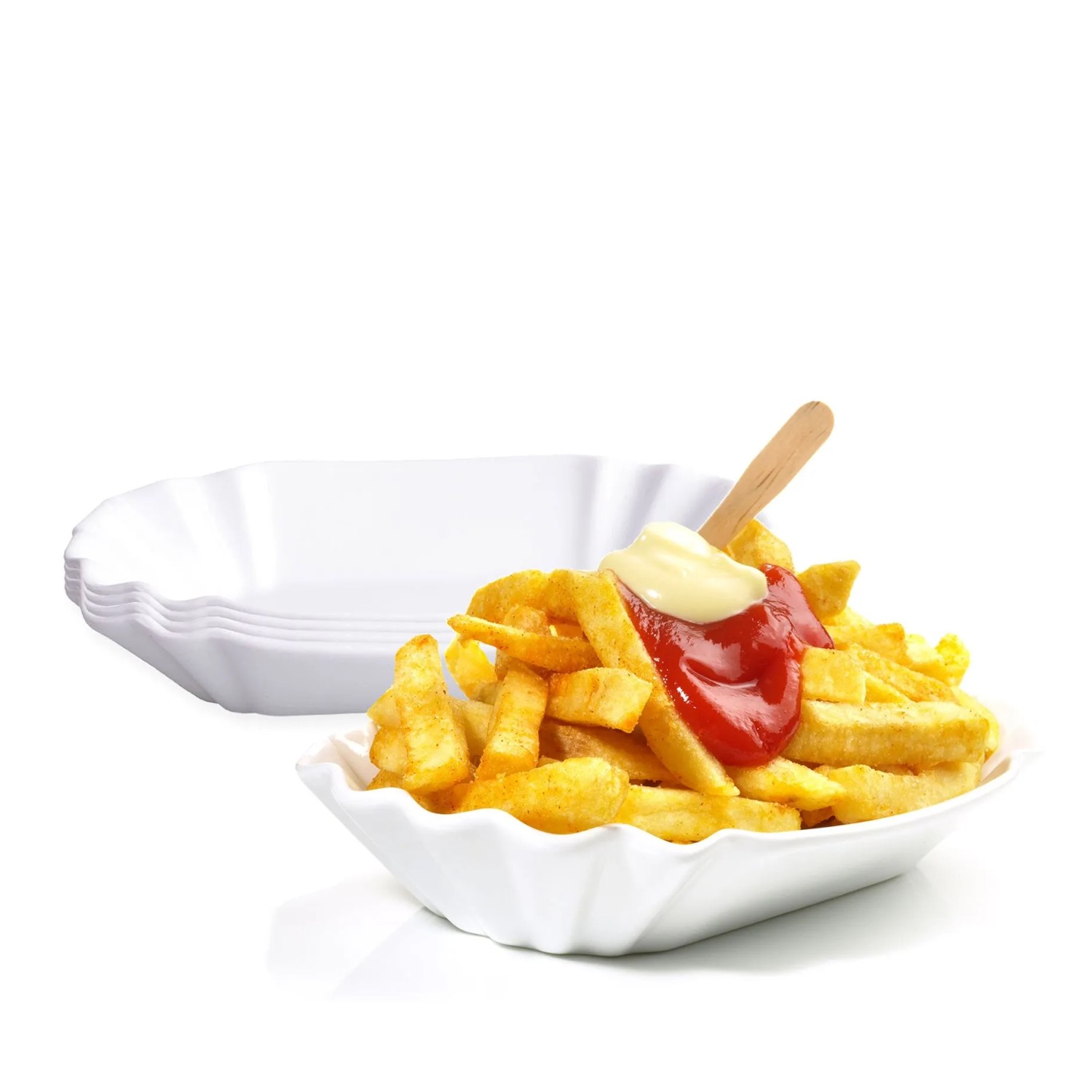 BigDean 4er Set Pommesschale aus Porzellan 19 5 cm Weiß Currywurstschale Pommes Frites Currywurst Snack Schale BigDean 4er Set Pommesschale aus Porzellan 19,5 cm - Weiß - Currywurstschale Pommes Frites Currywurst Snack Schale