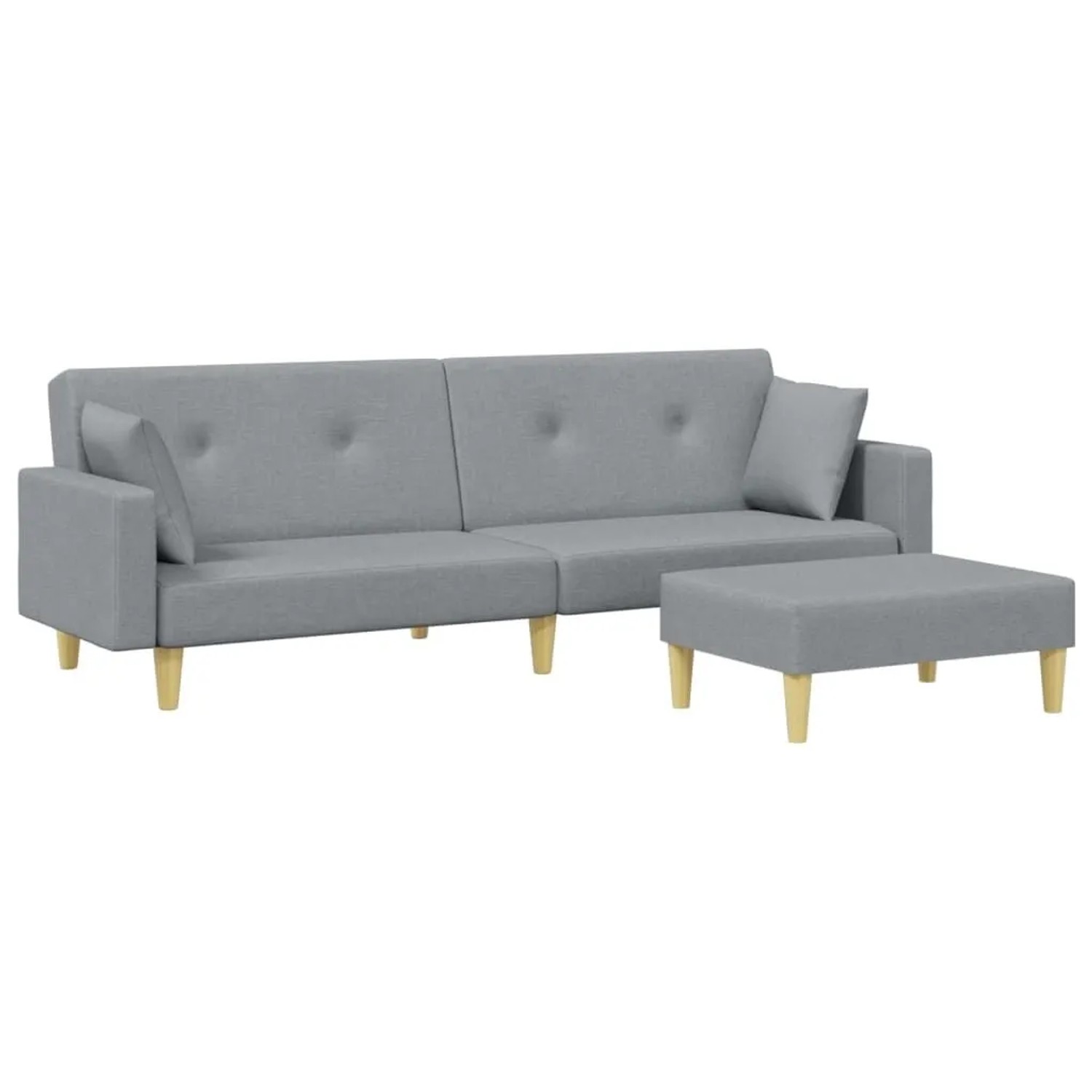 vidaXL Schlafsofa 2-Sitzer mit Fußhocker Hellgrau Stoff 3216240 günstig online kaufen
