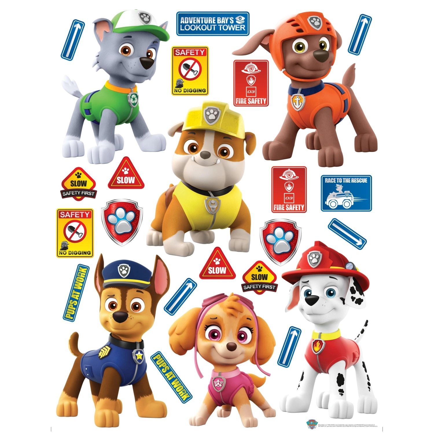 Sanders & Sanders Wandtattoo Paw Patrol Rot Gelb und Grün 65 x 85 cm 600177 günstig online kaufen