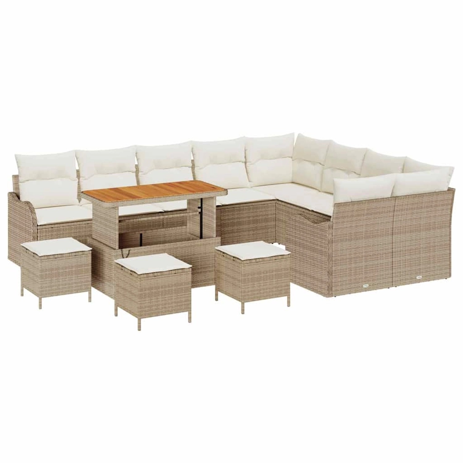 vidaXL Garten-Sofa-Set 13-Tlg Beige Poly Rattan 3362311 günstig online kaufen