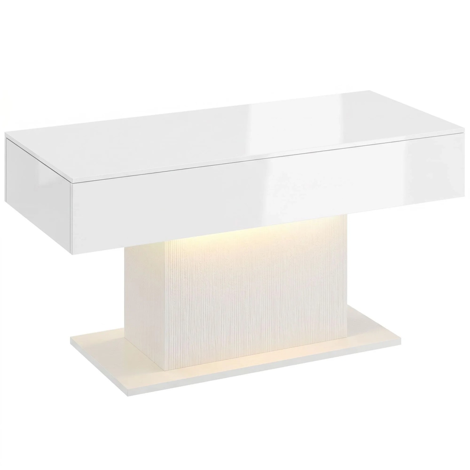 HOMCOM Couchtisch Spanplatte MDF 108L x 48B x 55H cm Hochglanzweiß