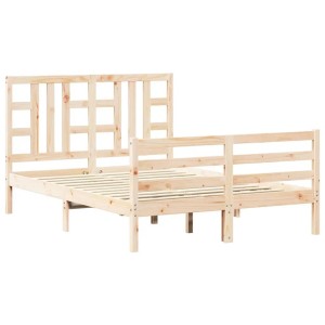vidaXL Massivholzbett mit Kopfteil 3193896