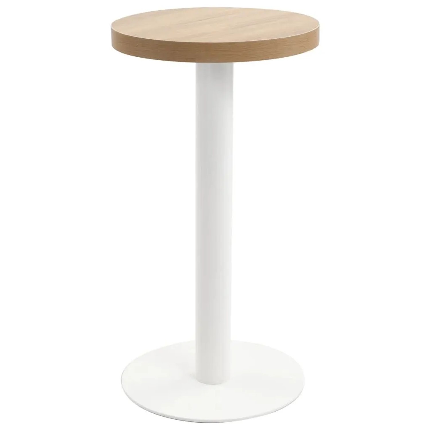 DELUKE Bistrotisch FLORI Rund Hellbraun/Weiß 40cm MDF Esstisch Kleiner Tisch Cafe Gartentisch Balkontisch Outdoortisch