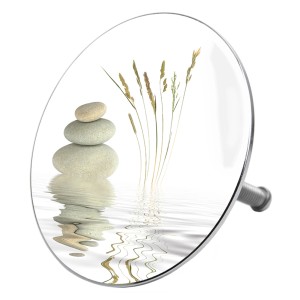 Sanilo Badewannenstöpsel Balance mit Steinen und Gräsern im Wasser.