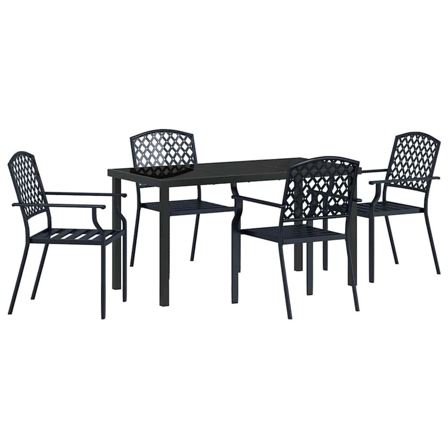 vidaXL 5-Teiliges Garten-Ess-Set aus Anthrazitfarbenem Stahl 3379305