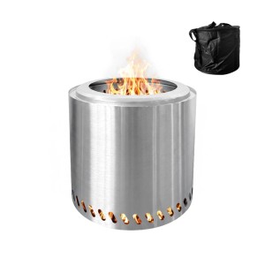 Relaxdays Feuerschale Edelstahl Silber Rauchfrei 36 cm x 38 cm 5,5 kg