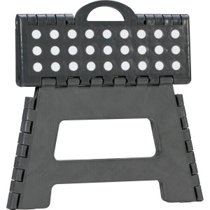 Faltbare, anthrazitfarbene Fußbank mit Tragegriff für Haus, Garten und Garage.