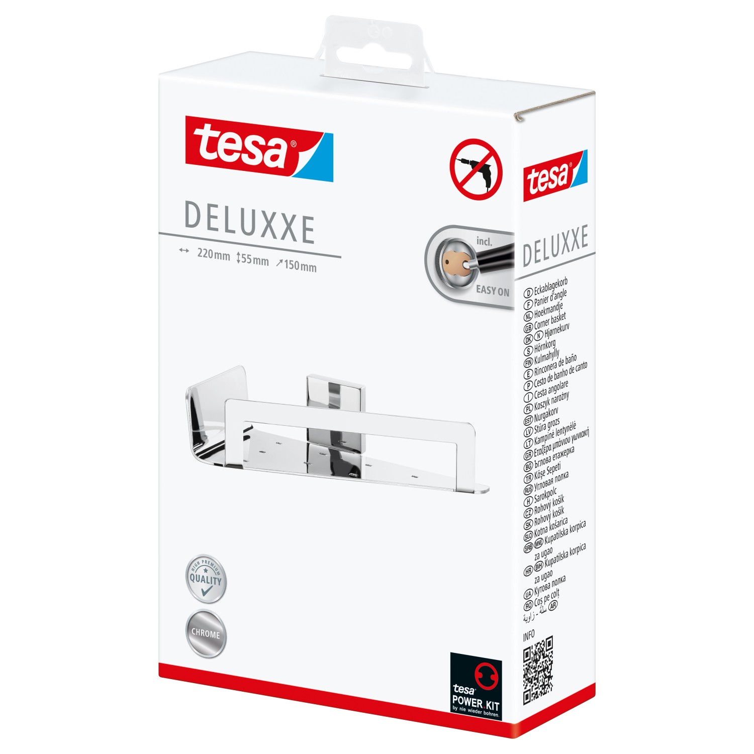 Tesa Eckduschablage Deluxxe Chrom