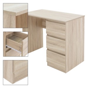 ML-Design Schreibtisch in Sonoma-Eiche mit 3 Schubladen, 90x76x50 cm.