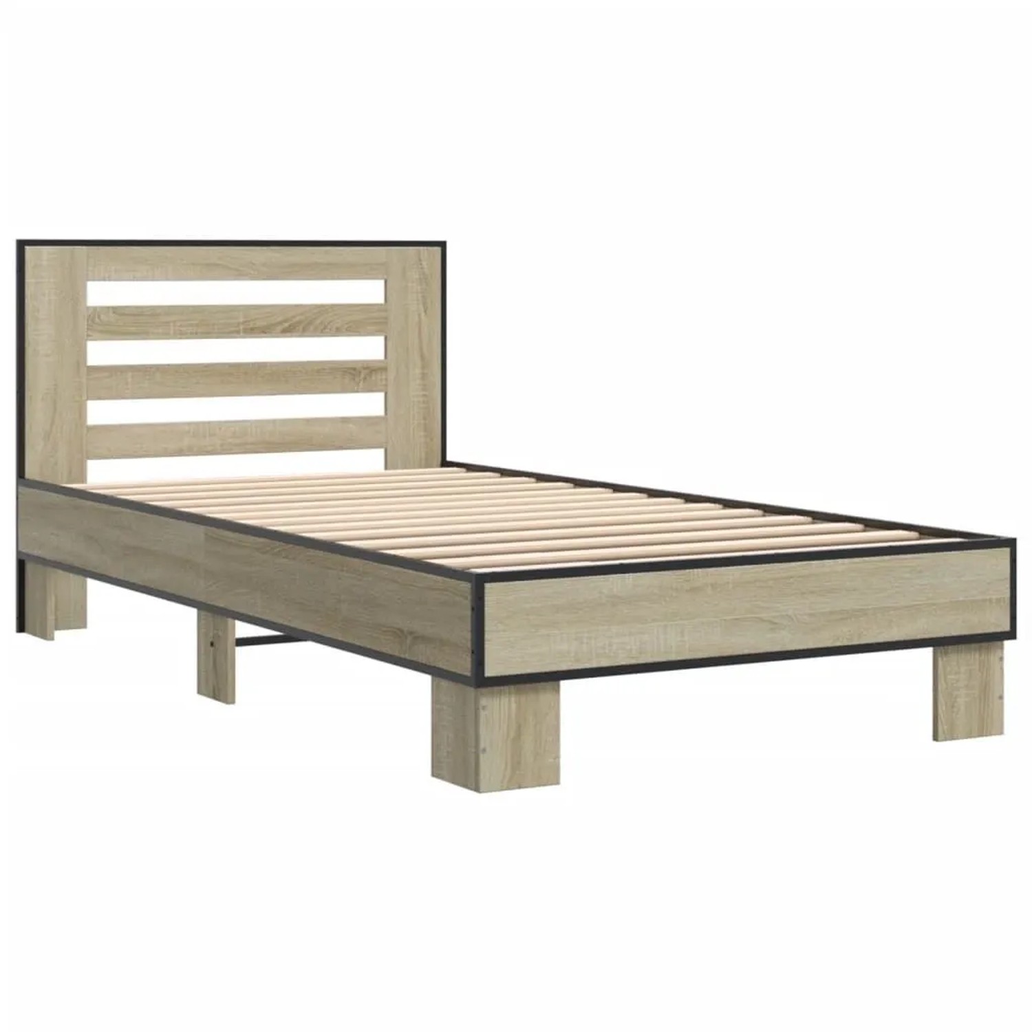 vidaXL Bettgestell Sonoma-Eiche 75x190 cm Holzwerkstoff und Metall 845658 günstig online kaufen