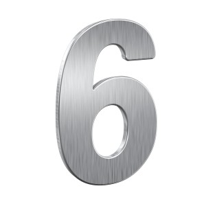 Edelstahl Hausnummer 6 von Basi, Türbeschlag für den Eingangsbereich