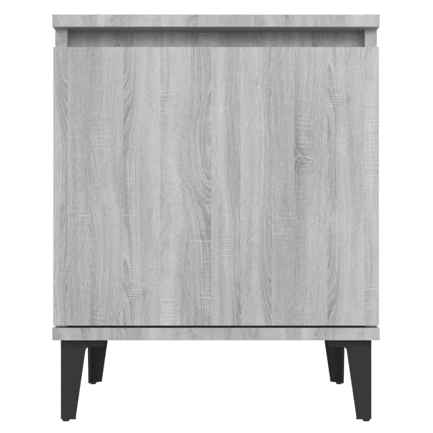 vidaXL Nachttisch in Grau Sonoma-Eiche mit schwarzen Metallbeinen.