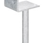 Feuerverzinkter Pfostenträger L-Form mit Steindolle, 200x80x60 mm, für Holzkonstruktionen im Außenbereich.