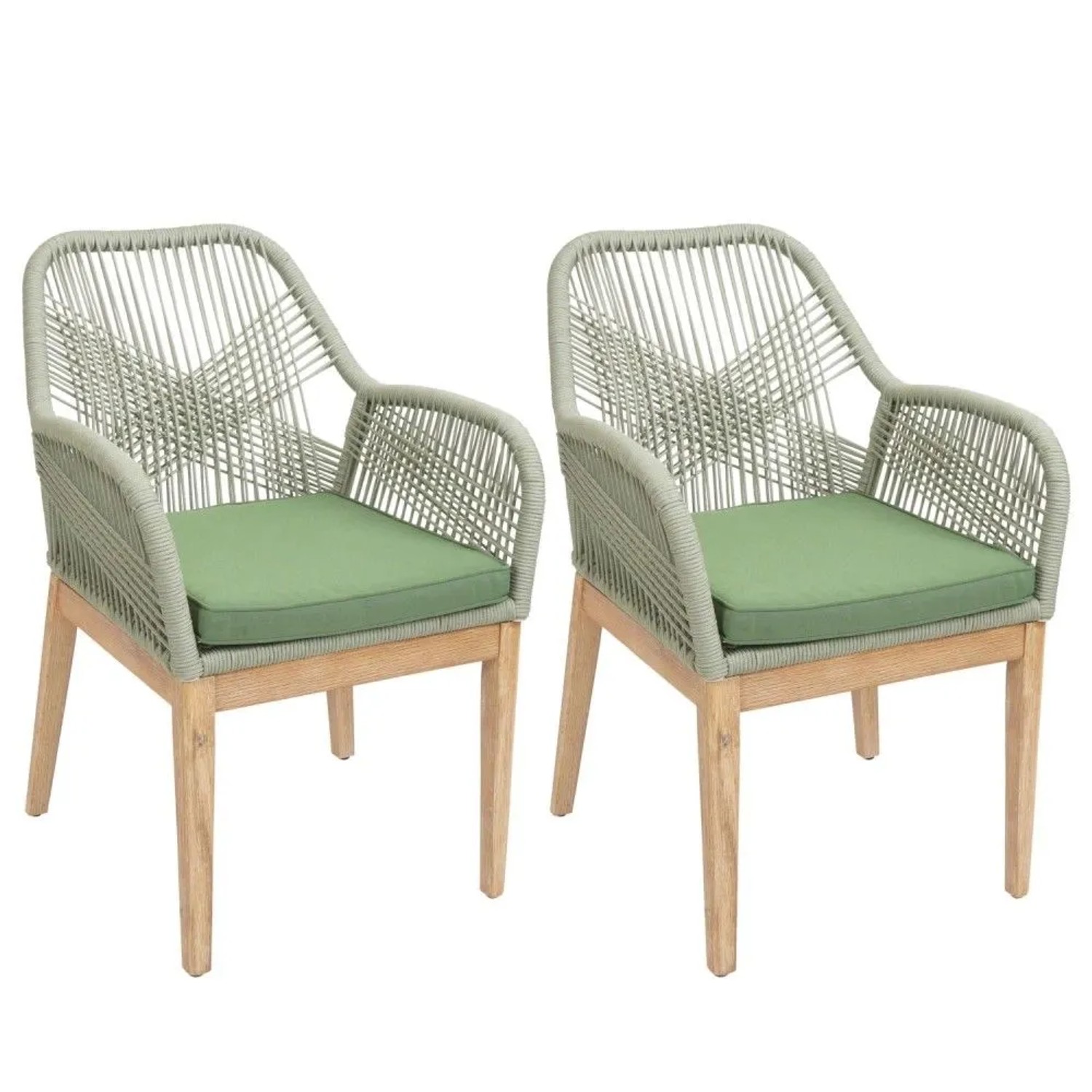 MCW Gartenstuhl H56b 2er-Set Grün Kissen Grün