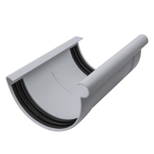 Inefa Rinnenverbinder, halbrund, NW 150, grau. PVC Verbindungsstück für Dachrinnen.