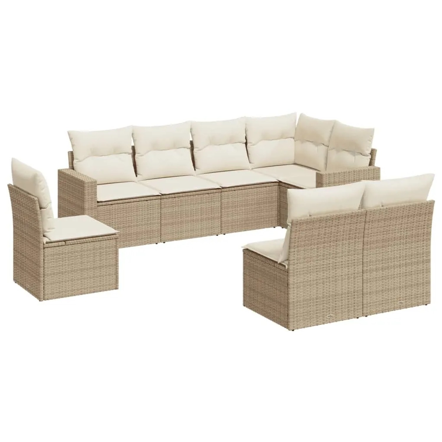 vidaXL 8-Tlg Garten-Sofagarnitur mit Kissen Beige Poly Rattan 3251405