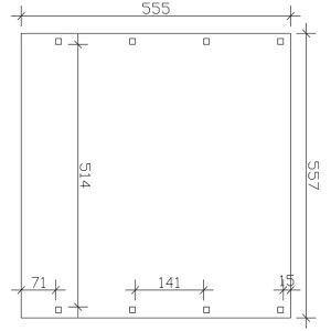 Technische Zeichnung Carport Friesland Schiefergrau 557x555cm mit Aluminiumdach, Maße
