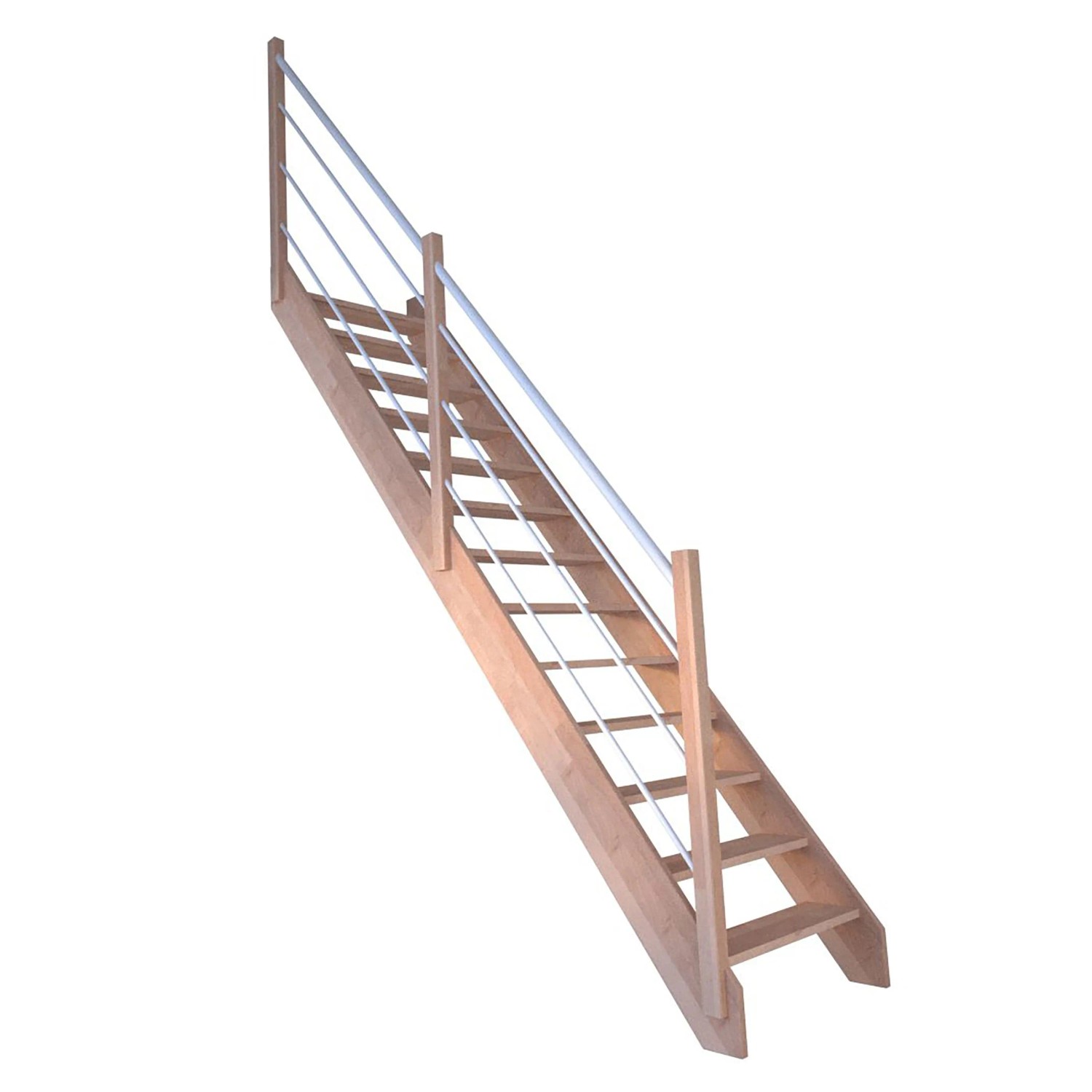 StarWood Treppe Rhodos Buche Ger. Holz-Edelstahl-Geländer Weiß L FSC® günstig online kaufen