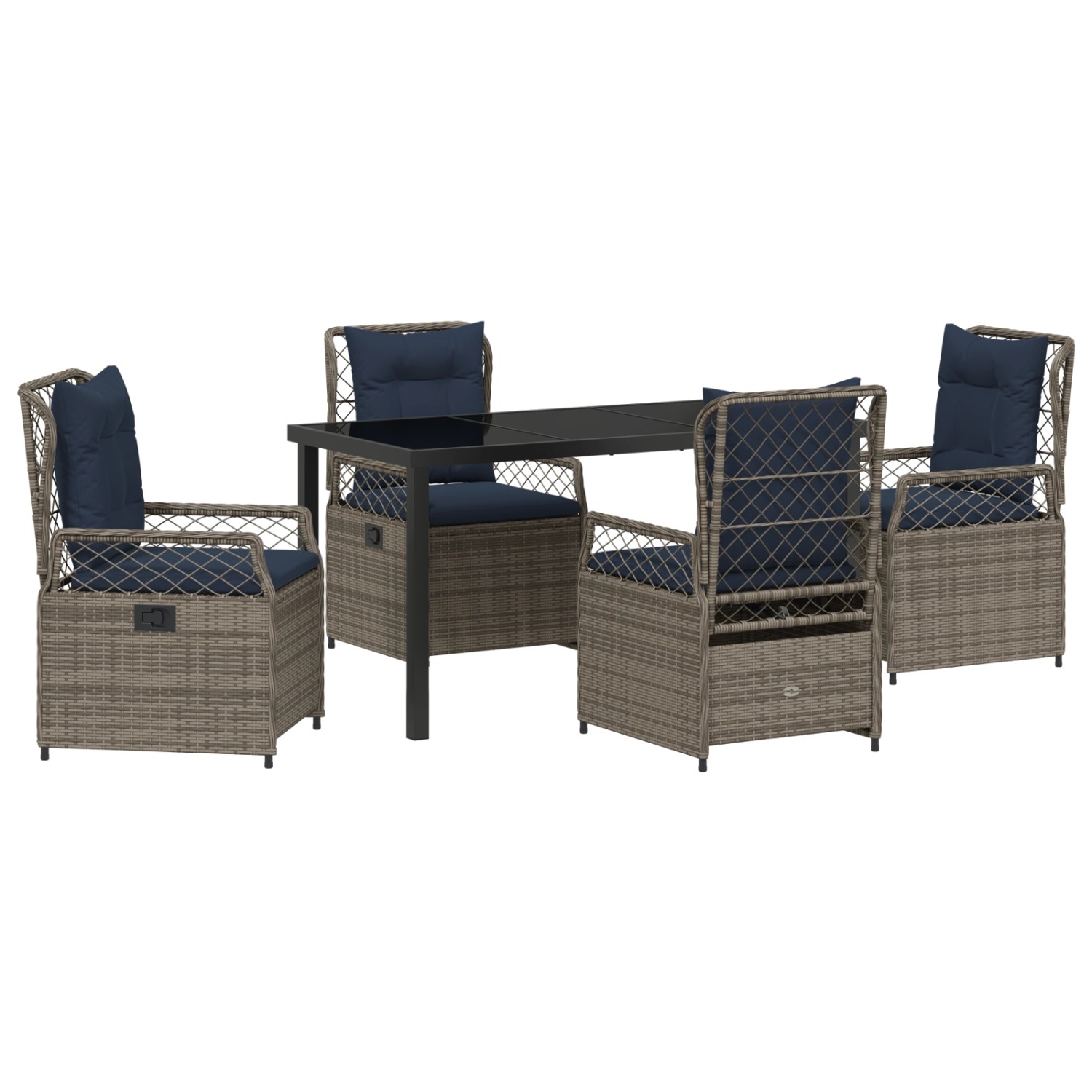 vidaXL Garten Essgruppe 5-Tlg Grau Poly Rattan 3381053 günstig online kaufen
