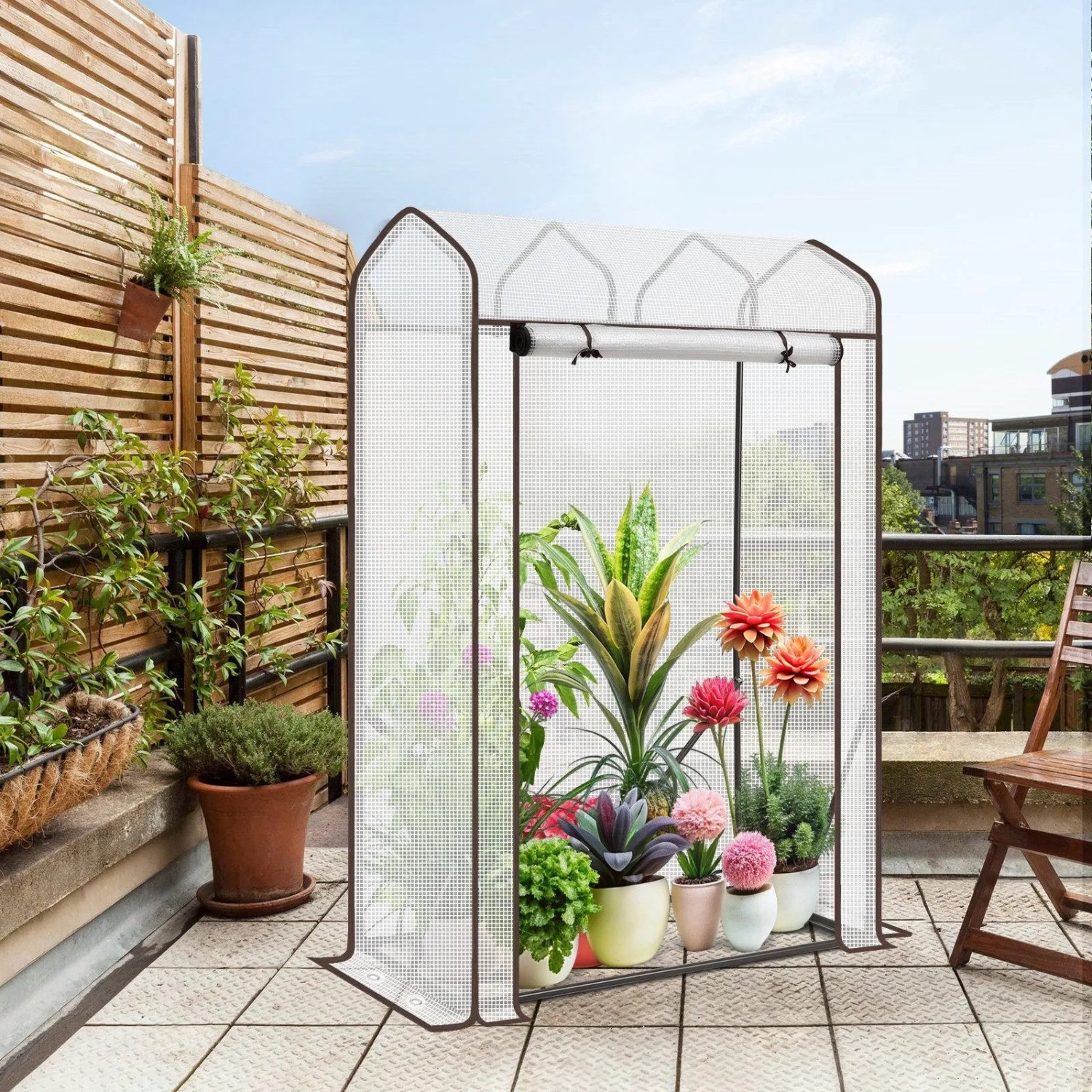 Sekey Tomatengewächshaus Foliengewächshaus Tomatenhaus mit Spitzdach für Garten und Balkon BxTxH 100 x 50 x 150 cm Winterfest Dachschräge Tomaten_2