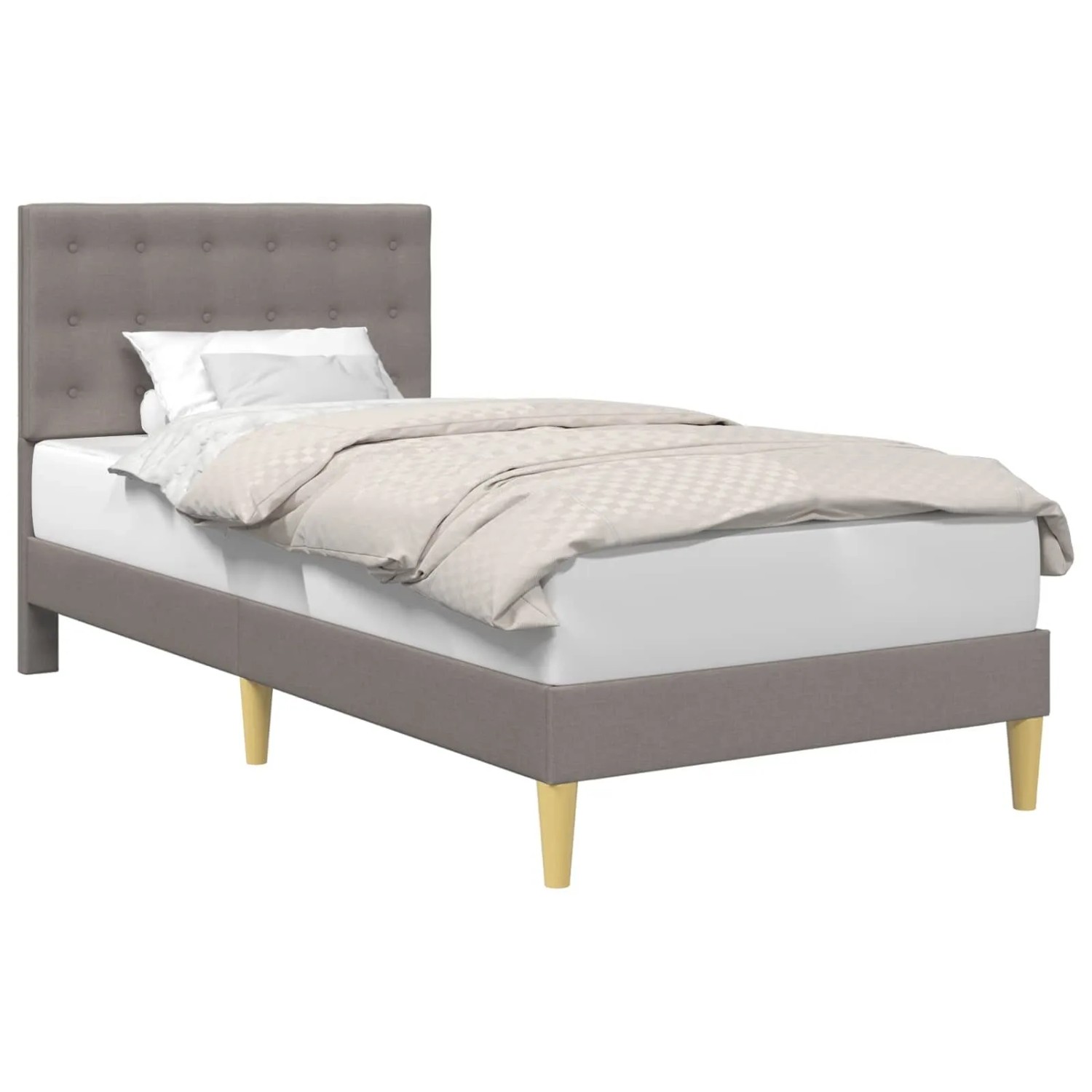 vidaXL Bettrahmen mit Kopfteil Taupe 90 x 190 cm Stoff 42027765