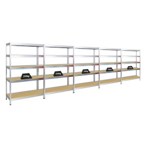 PROREGAL Mega Deal: 5 verzinkte Schwerlastregale (180x120x45 cm), je 250 kg Fachlast.