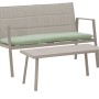 4-teiliges Gartenmöbel-Set Jamapa: Lounge-Set mit Sofa, Sesseln und Tisch, Stahl/Textil hellgrau-grün.