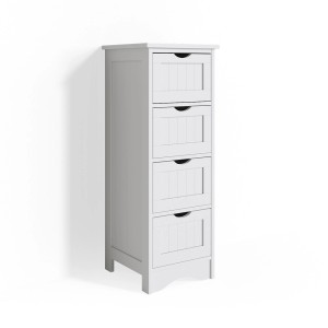 Vicco Badschrank Bianco, weißes Badregal mit 4 Schubladen, 30x81 cm.