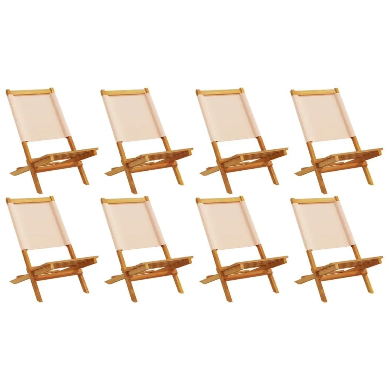 vidaXL Gartenstühle 8 Stk Klappbar Beige Stoff und Massivholz 3214648 günstig online kaufen