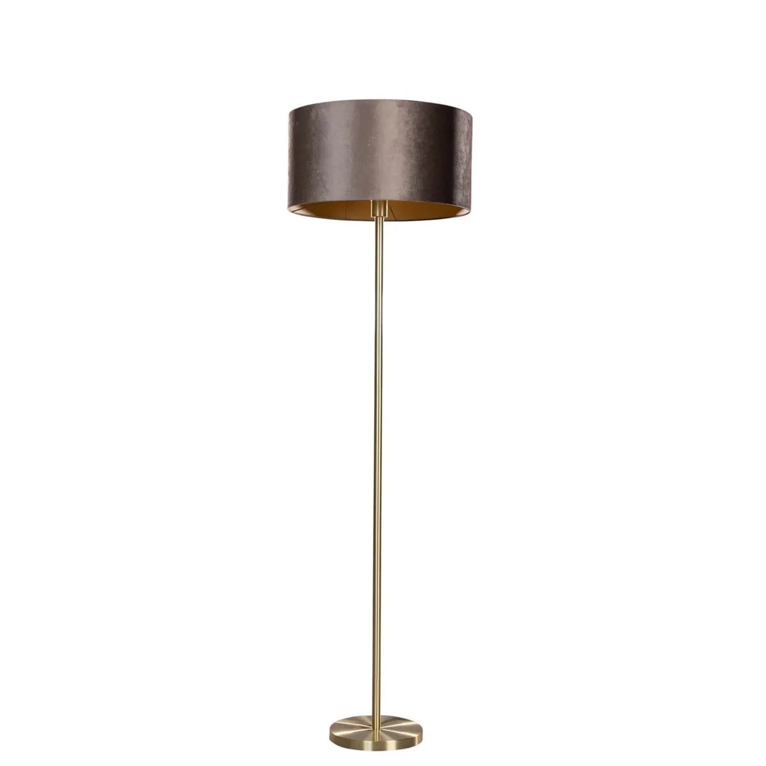 QAZQA Stehleuchte Messing mit Samt Schirm Braun 50cm Simplo