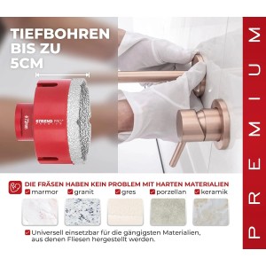 PROREGAL Diamant-Bohrkronenaufsatz 72 mm für Fliesen, Glas, Keramik und Granit.