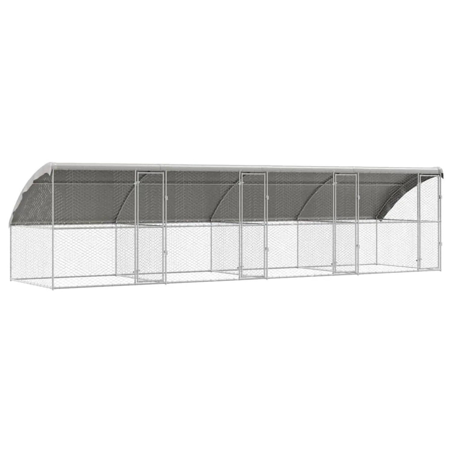 vidaXL Hundekäfig 4-Tlg Silber 8 x 2 x 2 m Verzinkter Stahl 3368327
