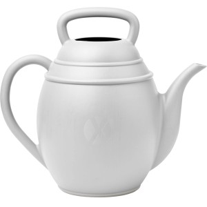 Helle, graue Xala Gießkanne (10 l) im Teekannen-Design mit Henkel. Ideal für Garten und Zimmerpflanzen.
