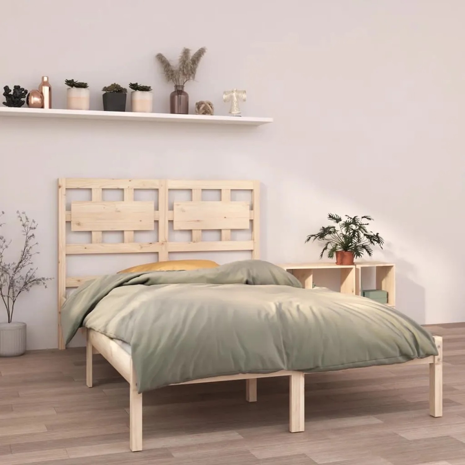 vidaXL Massivholzbett, 120x200 cm, Kiefernholz Bett mit Lattenrost und Kopfteil.