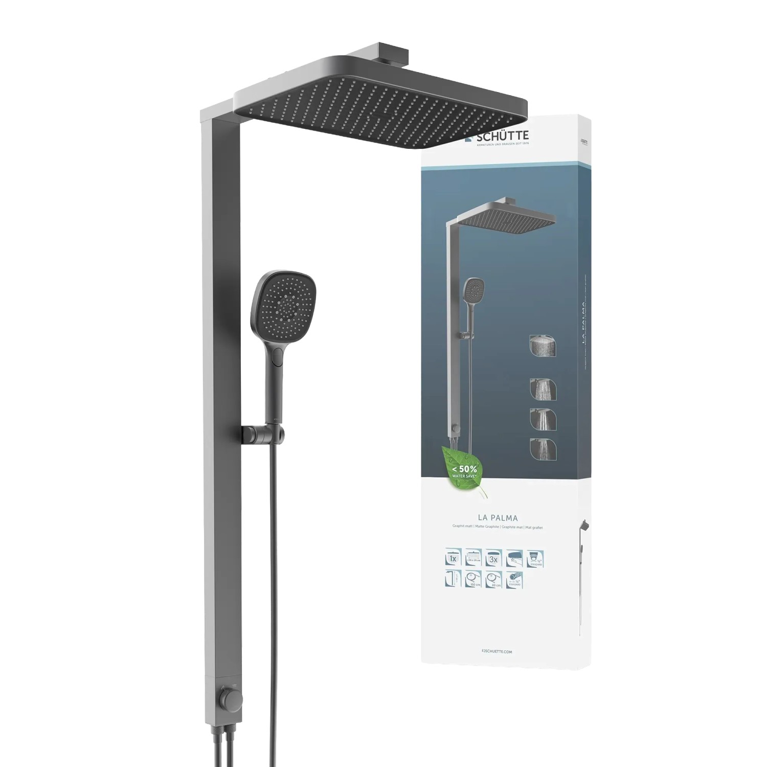 Schütte Überkopfbrause-Set La Palma Graphit Matt