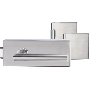 Novadoors Schlosskasten Nova 61 in Edelstahloptik mit Bändern für Glastüren.