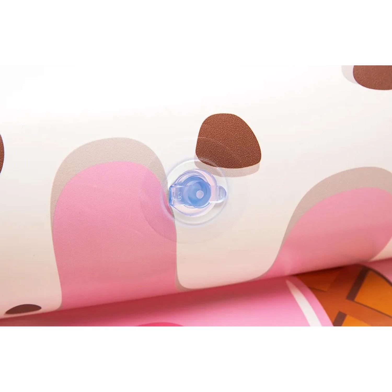Detailaufnahme: Aufblasbares Kinder-Planschbecken im Eisbecher-Design mit Ventil.