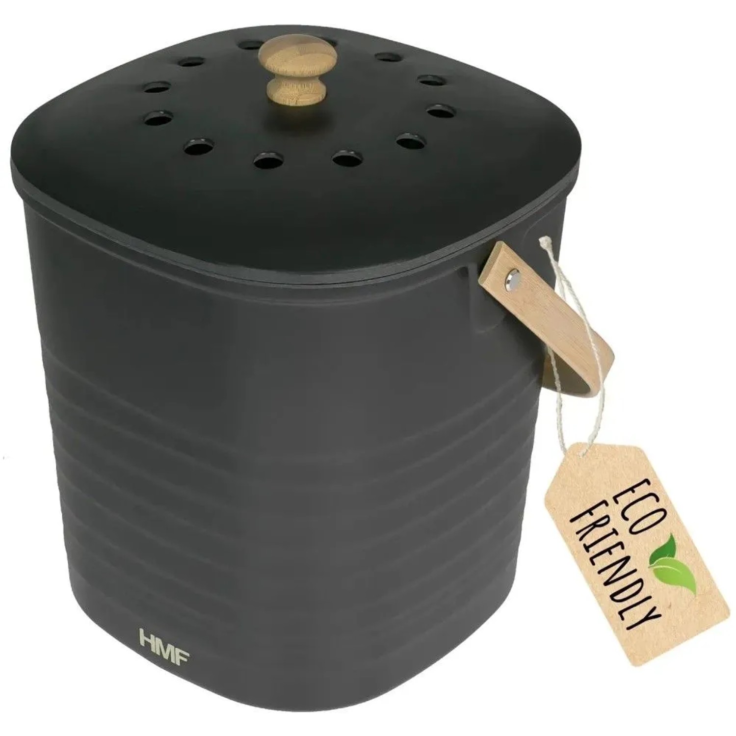 HMF 3780-6L-02 Biomülleimer Küche Geruchsdichter Komposteimer mit Deckel 6 Liter Schwarz